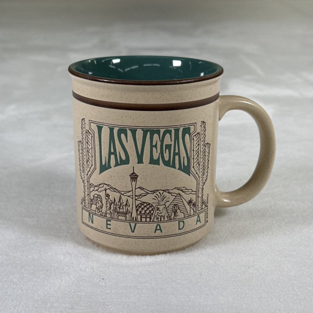 Vintage Western Supply Las Vegas Nevada Souvenir Coffee Mug Speckled Stoneware